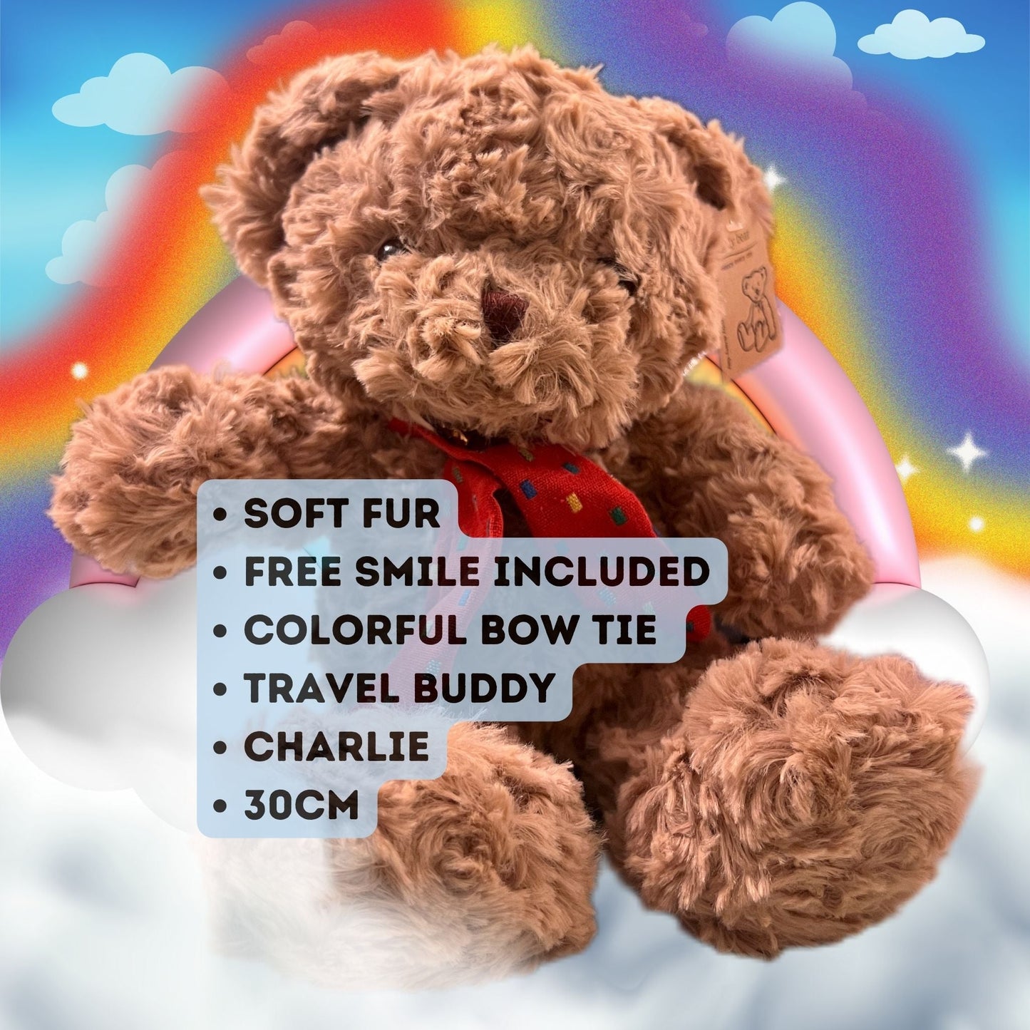 One Up Charlie Soft Teddy Bear Toy (30cm)