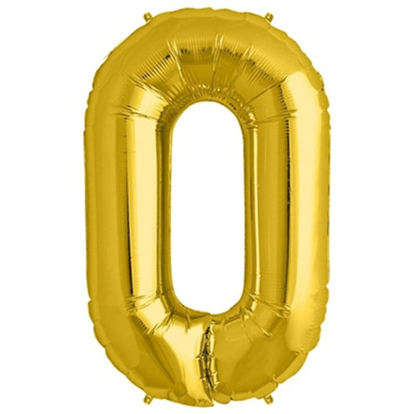 34 inch Gold Balloon Number 0 Helium filled