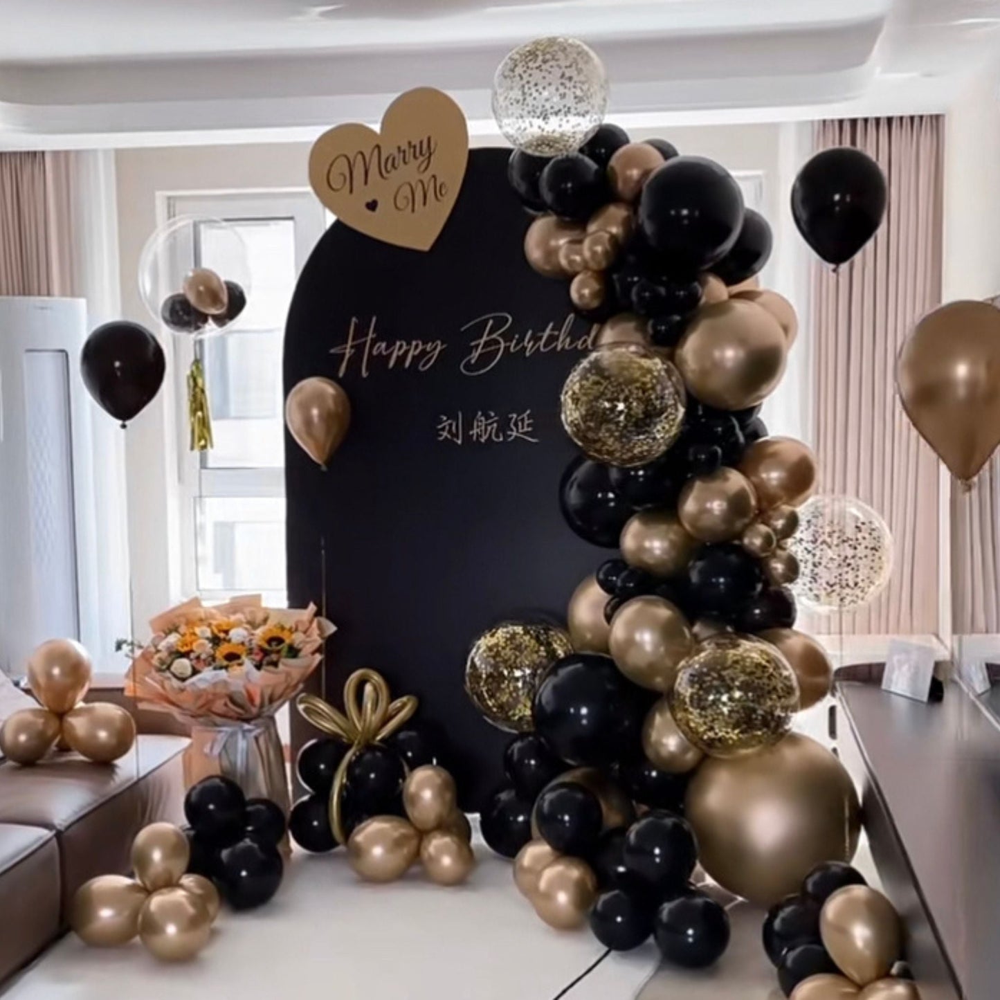 Classic Black shine gold Custom single panel backdrop