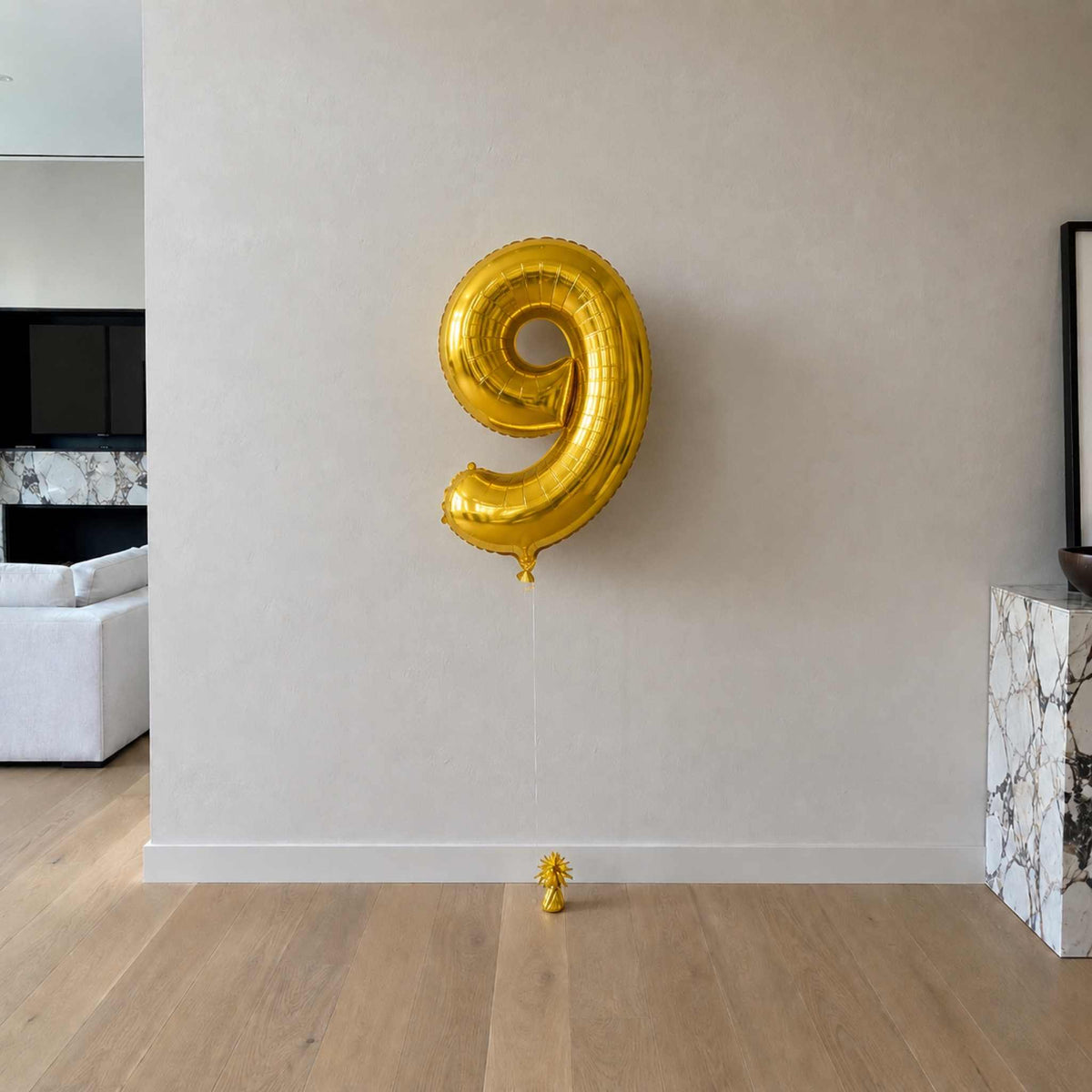34 inch Gold Balloon Number 9 Helium filled