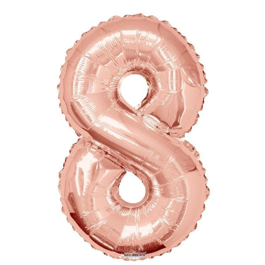 34 inch Rose Gold Balloon Number 8 Helium filled