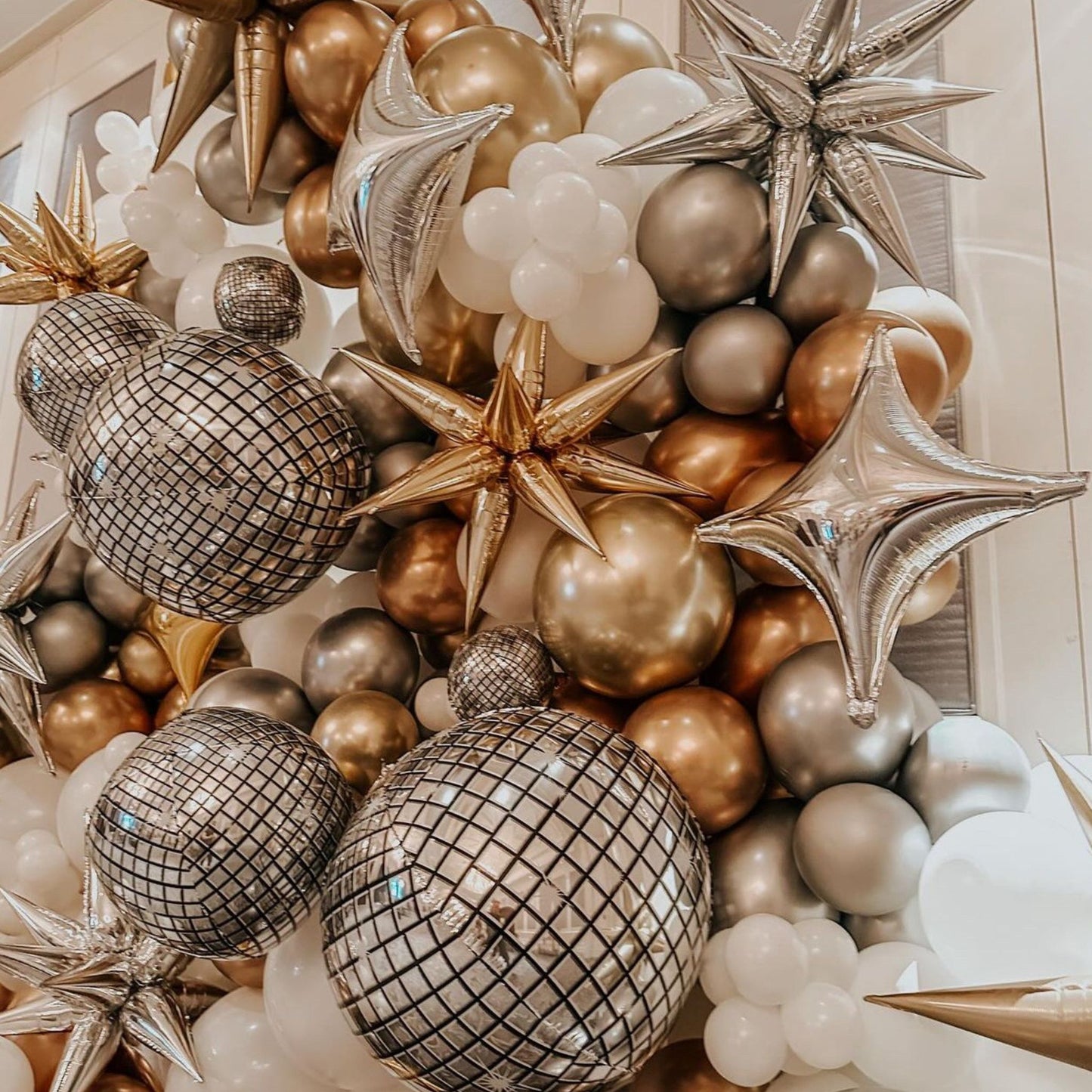 New Year Disco Ball Star Balloon Wall Decoration Set Up
