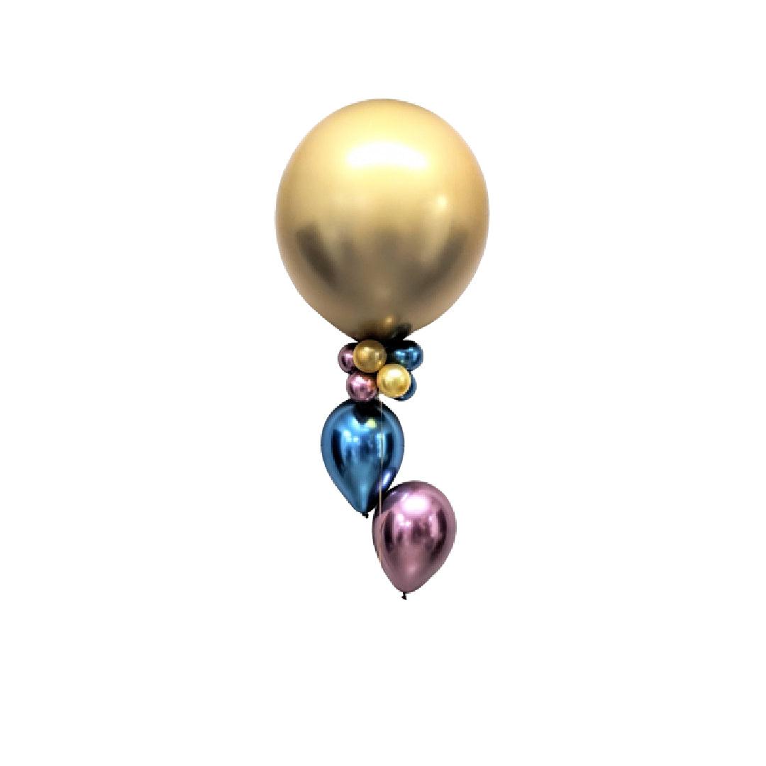 Chrome gold gender reveal helium balloon bouquet