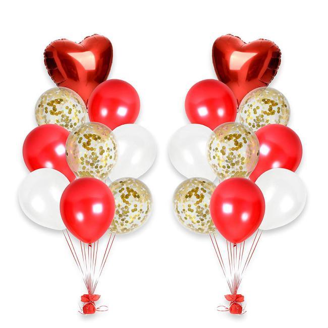 Red hearts love helium balloons