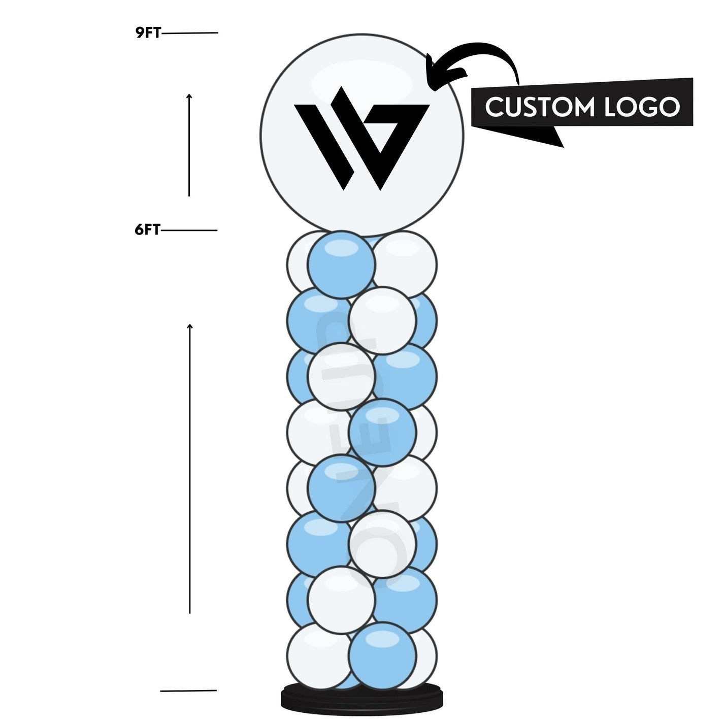 Custom Logo Balloon Tower Column - 9ft