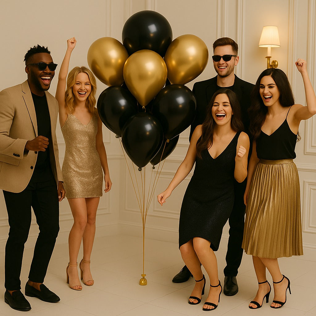 Classic Gold & Black Bouquet of 10