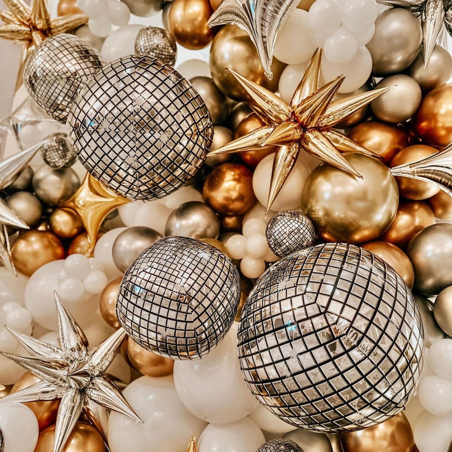 New Year Disco Ball Star Balloon Wall Decoration Set Up
