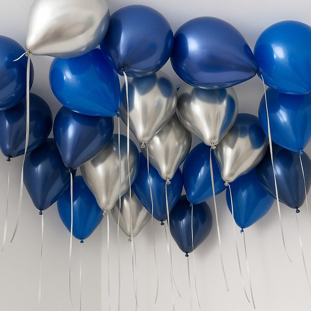 25 Super Space Blues Helium Ceiling Balloons