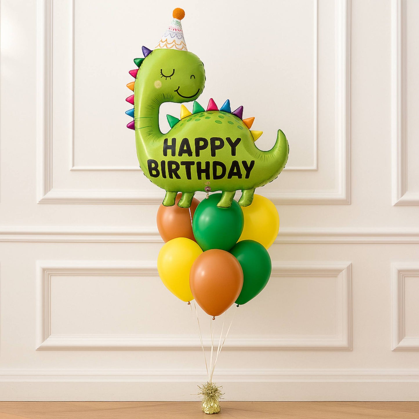 Happy Birthday Green Classic Dinosaur Kids Birthday Helium Balloon Bouquet