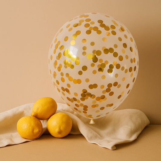 Pack of 5 - 11 inch helium filled Gold Confetti latex balloon (5 Balloons)