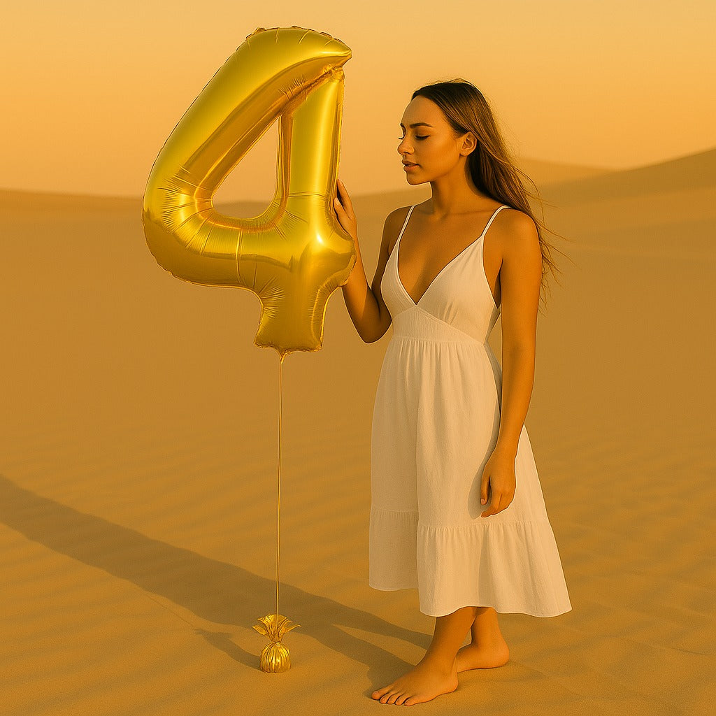 34 inch Gold Balloon Number 4 Helium filled