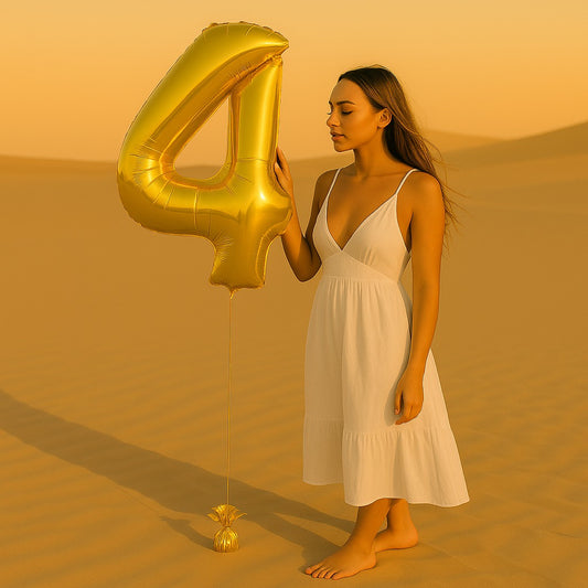 34 inch Gold Balloon Number 4 Helium filled