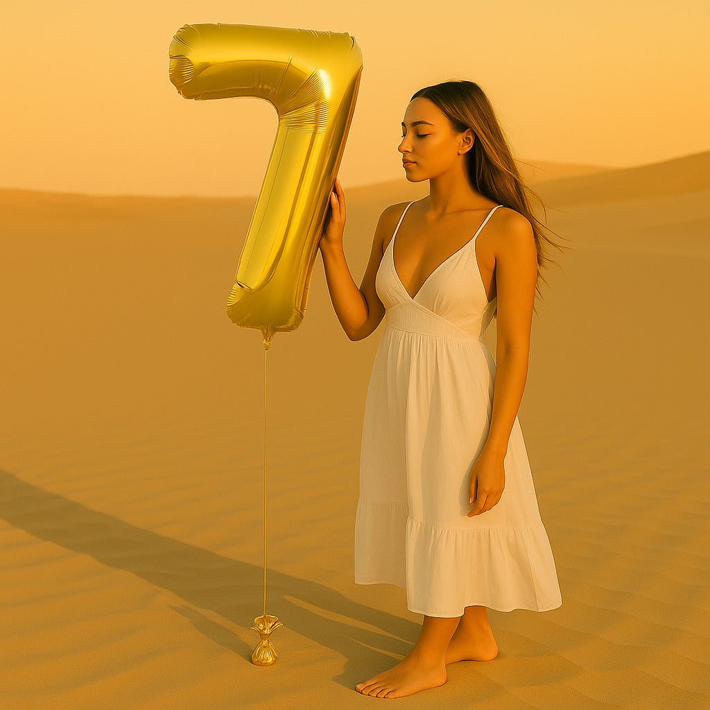 34 inch Gold Balloon Number 7 Helium filled