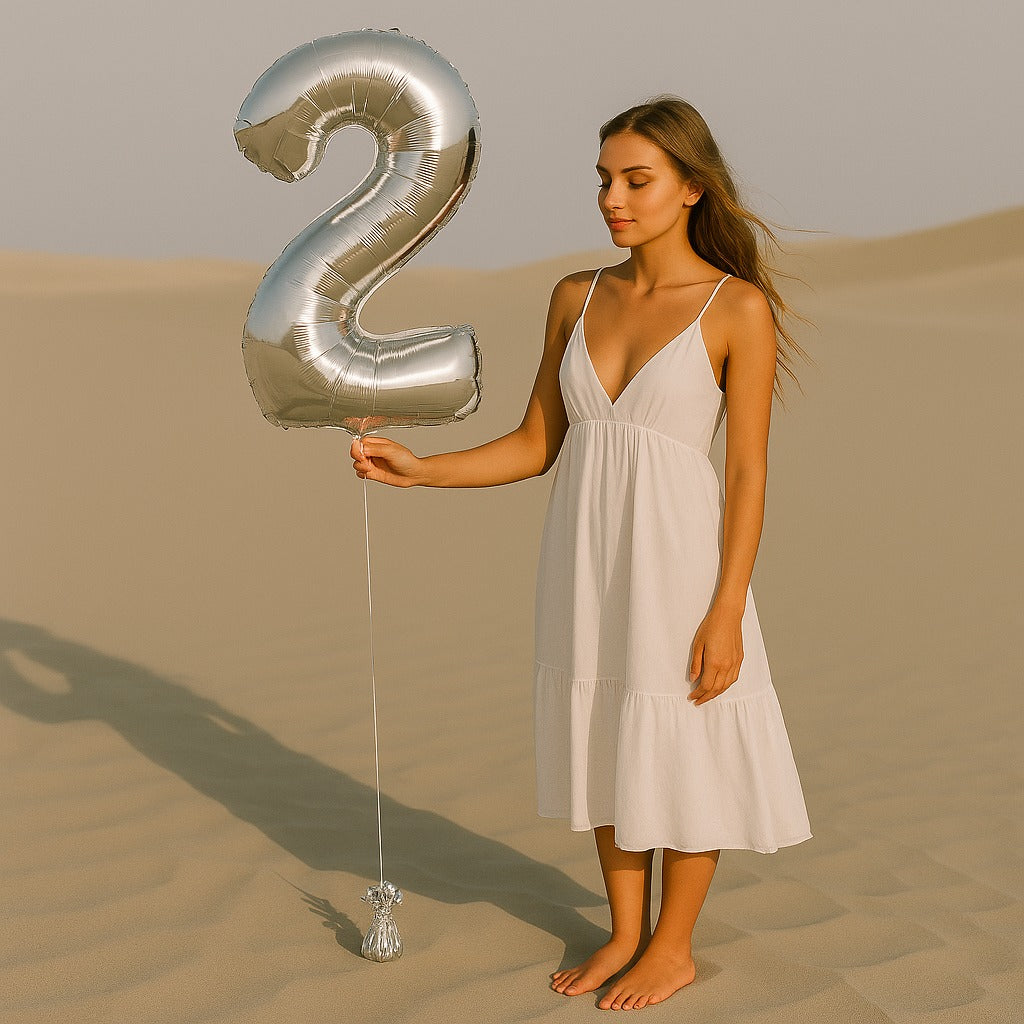 34 inch Silver Balloon Number 2 Helium filled