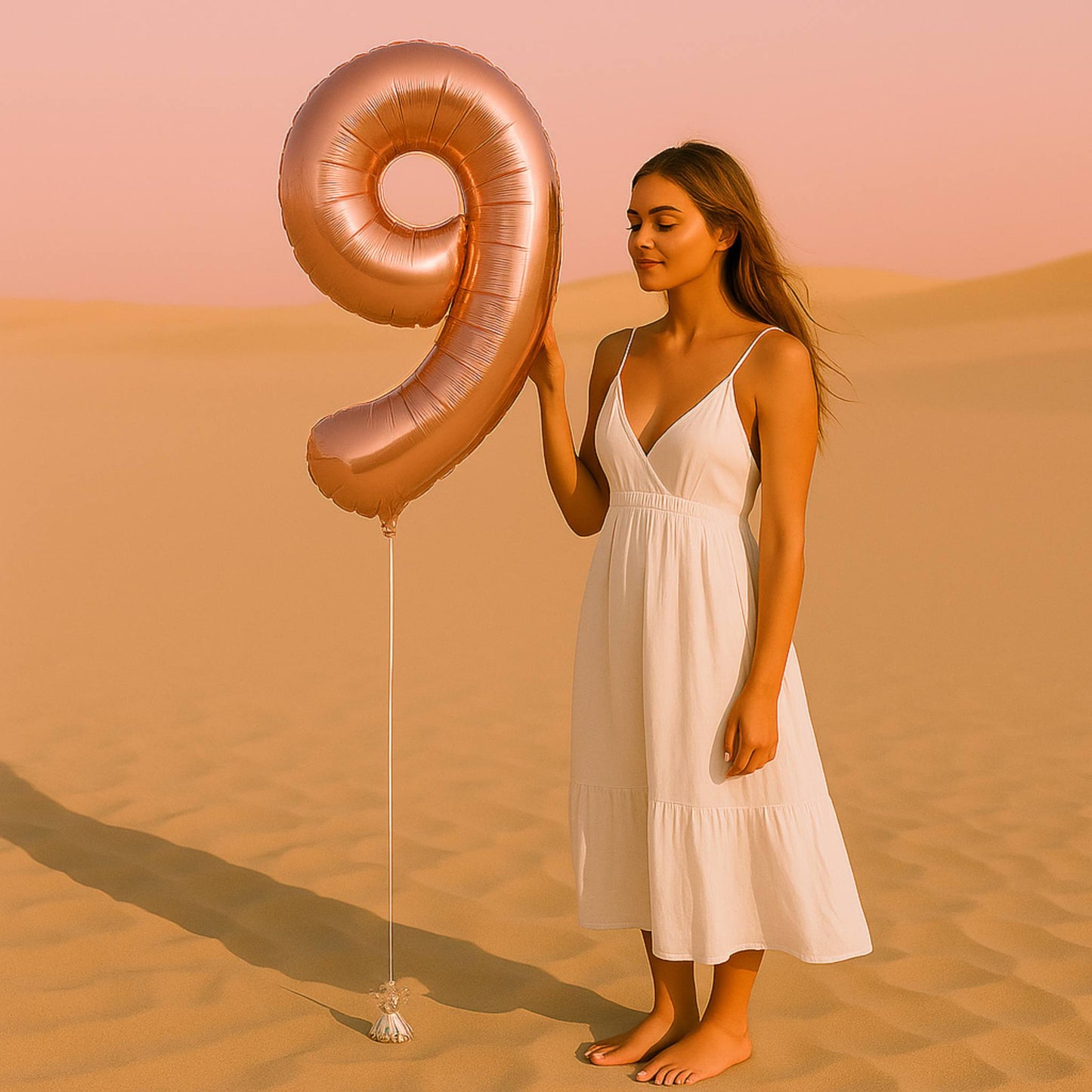 34 inch Rose Gold Balloon Number 9 Helium filled