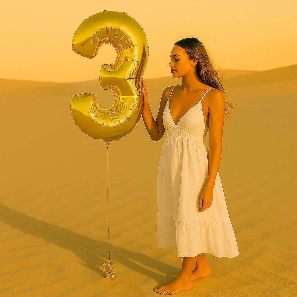 34 inch Gold Balloon Number 3 Helium filled