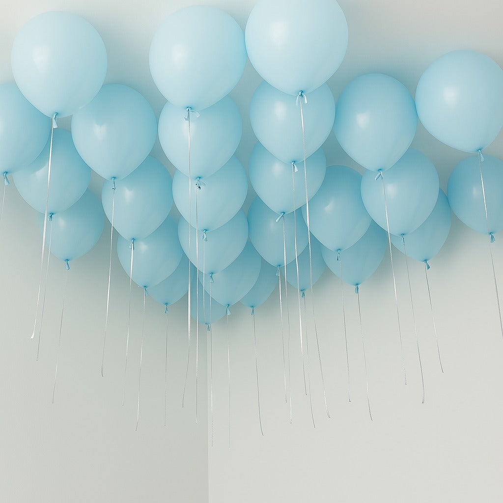 25 Pastel Baby Blue Ceiling Balloons