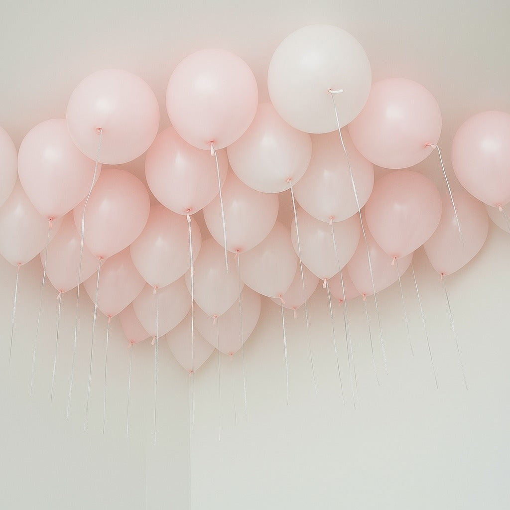 25 Pastel Pink Princess Helium Ceiling Balloons