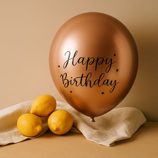 11-Inch Chrome Champagne Happy Birthday Helium Balloon – Elegant Party Decor