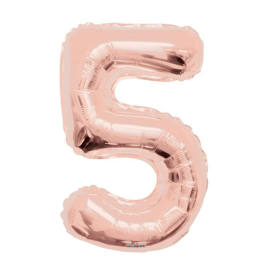 34 inch Rose Gold Balloon Number 5 Helium filled