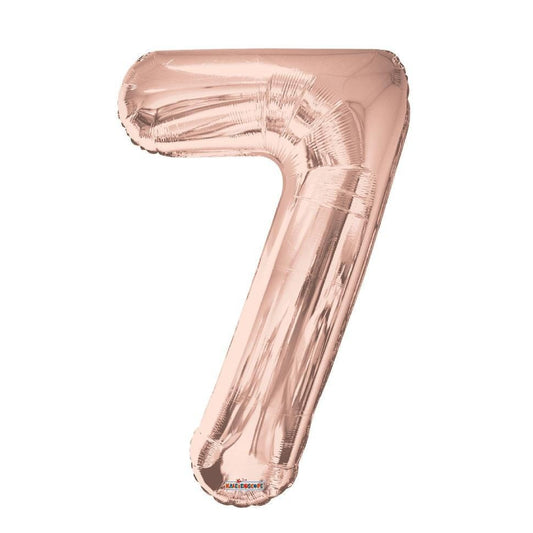 34 inch Rose Gold Balloon Number 7 Helium filled