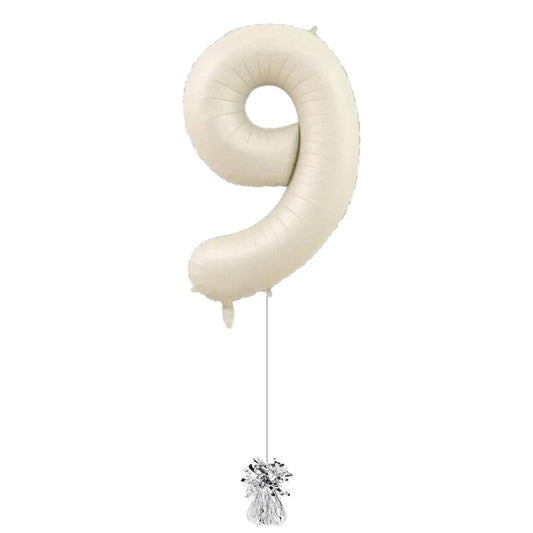 34 inch Beige Jumbo Balloon Number 9