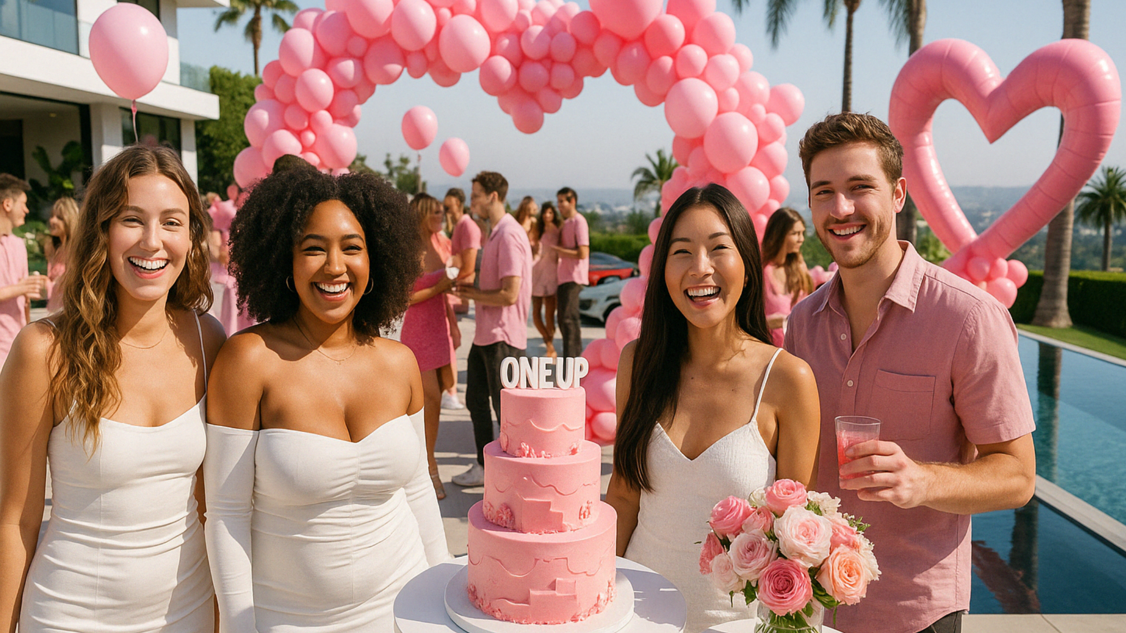 Oneup Party New Collection balloon flower cake – One Up Party USA