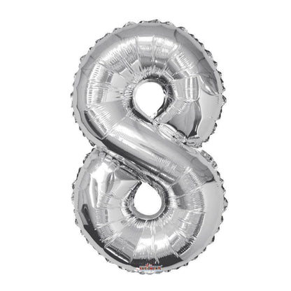 34 inch Silver Balloon Number 8 Helium filled