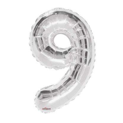 34 inch Silver Balloon Number 9 Helium filled