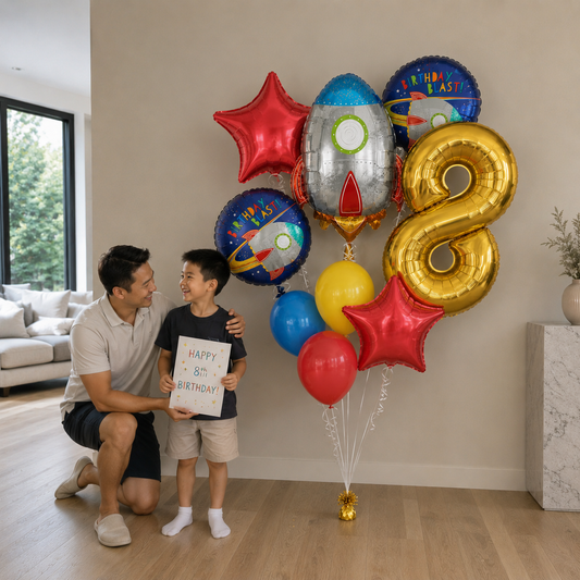 Rocket to the moon Birthday Balloon Bouquet
