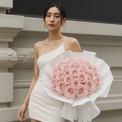 Luxury Pink Roses Flower Bouquet (33/66/99 Roses)