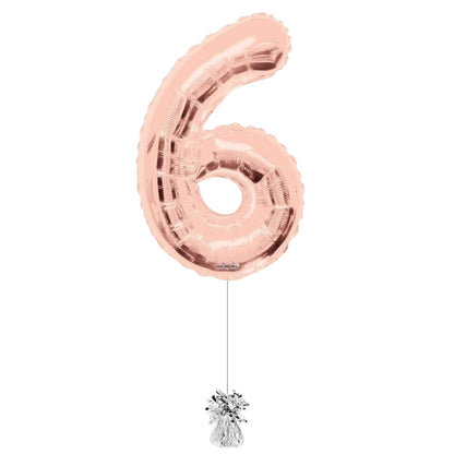34 inch Rose Gold Balloon Number 6 Helium filled