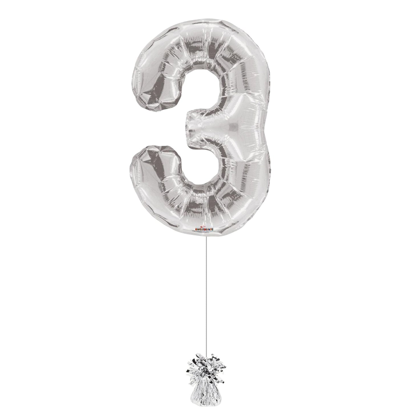 34 inch Silver Balloon Number 3 Helium filled