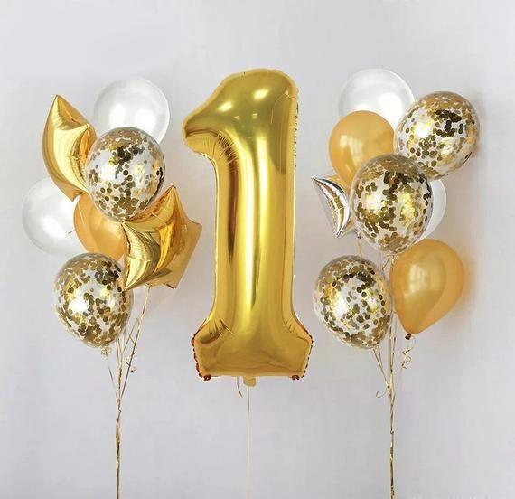 Golden Shine Birthday Set - ONE UP BALLOONS