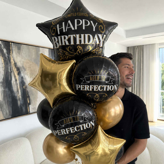 Classic Birthday Golden Age Helium Balloon