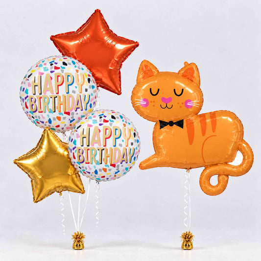 Cute Cat Birthday Helium Balloon Bouquets