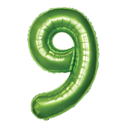 34 inch Lime Green Jumbo Balloon Number 9