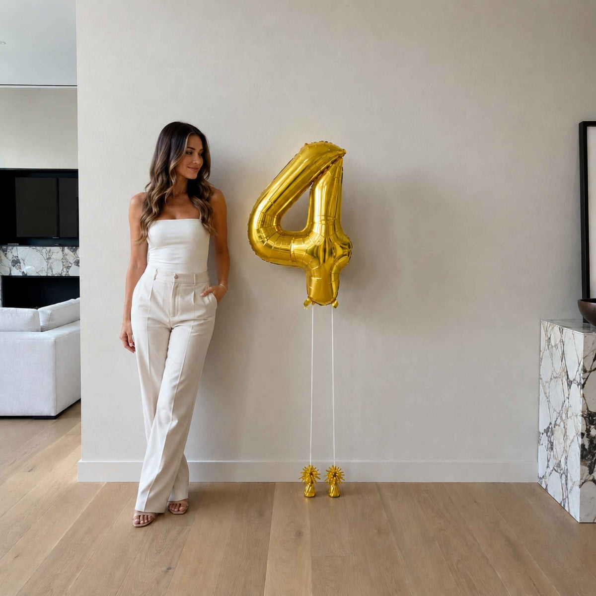 34 inch Gold Balloon Number 4 Helium filled