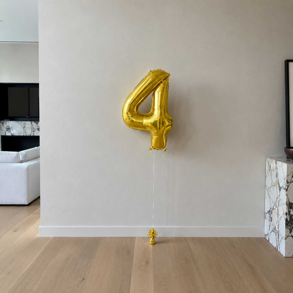34 inch Gold Balloon Number 4 Helium filled