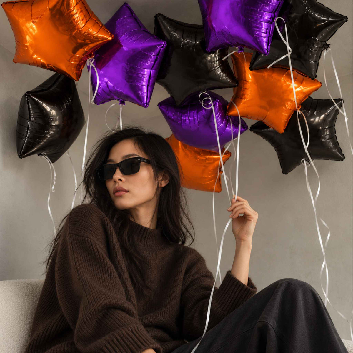 Halloween Colors 10 Helium Ceiling Star Balloons