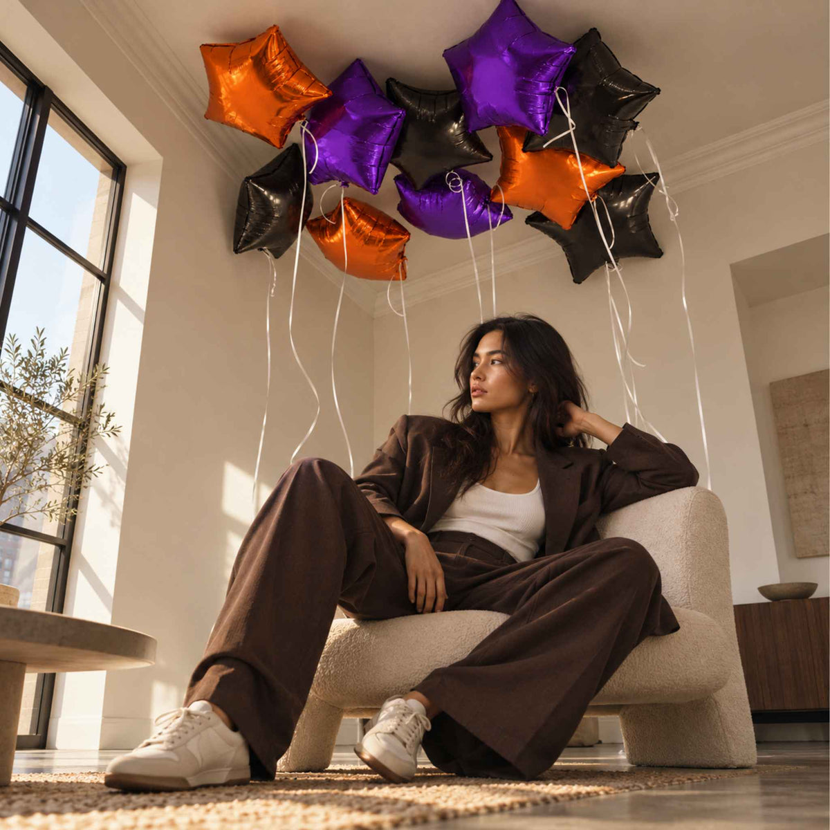 Halloween Colors 10 Helium Ceiling Star Balloons