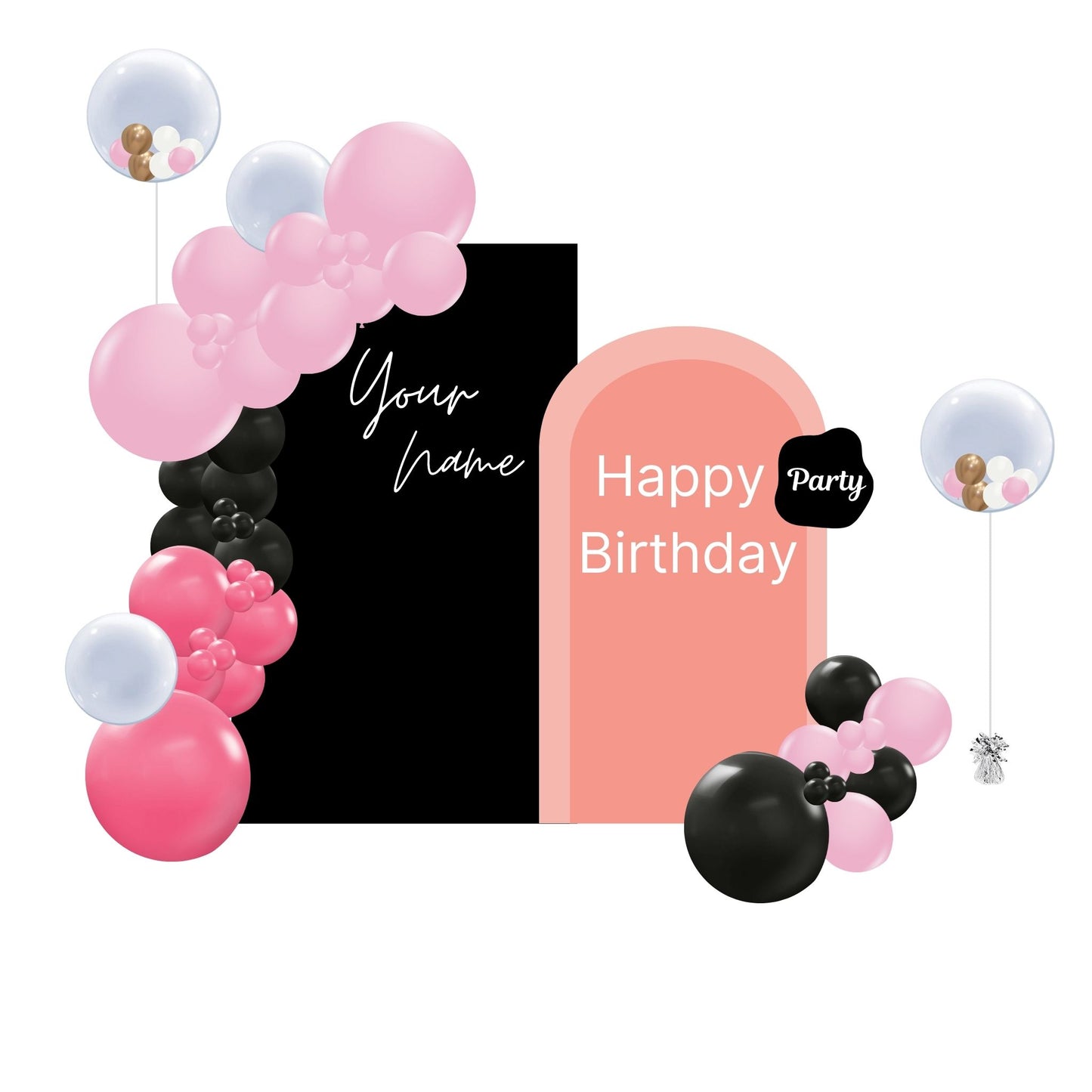 Black Is The New Pink Balloon Custom Duo Backdrop Panel Sets