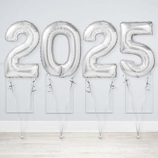 Silver NYE Helium Filled Letter Balloons