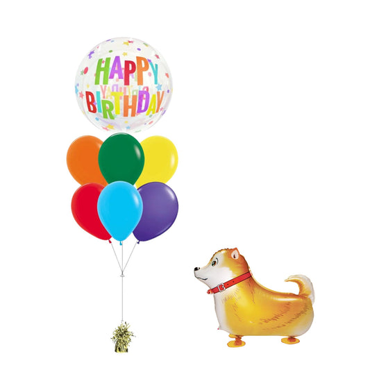 Birthday Star Bubble Corgi Balloon Bundle