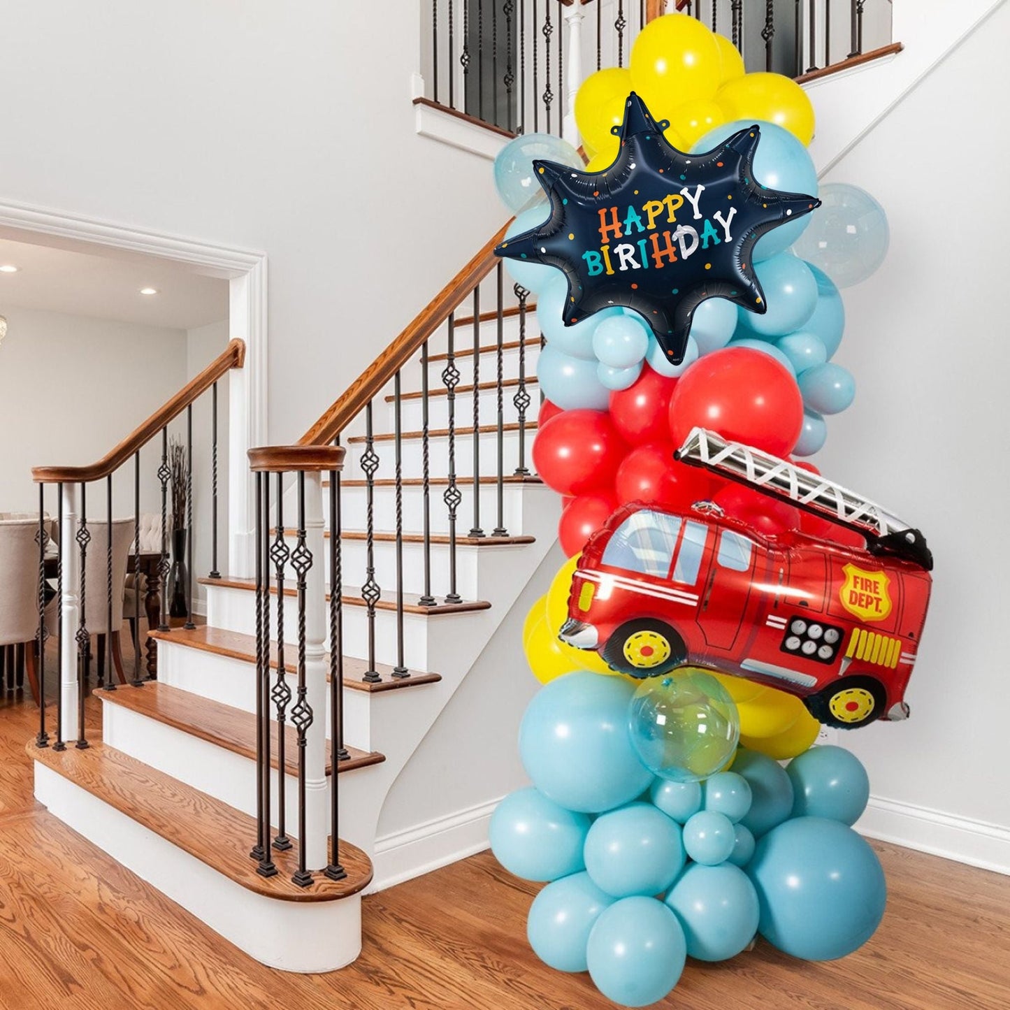 Fire truck birthday balloon garland