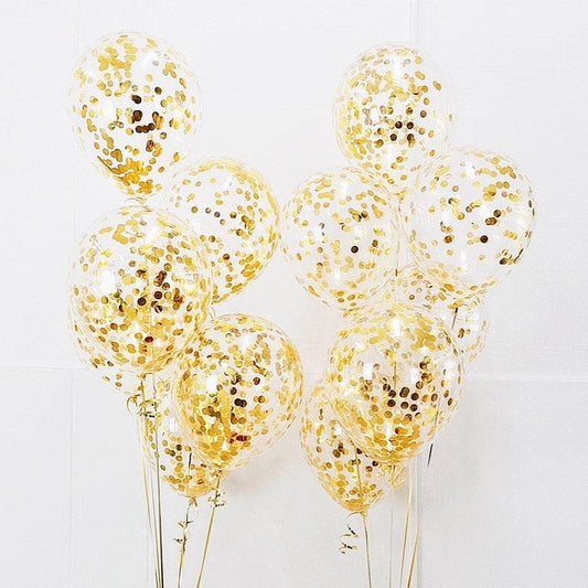 Gold Sparkle Helium Confetti Balloon Bouquet