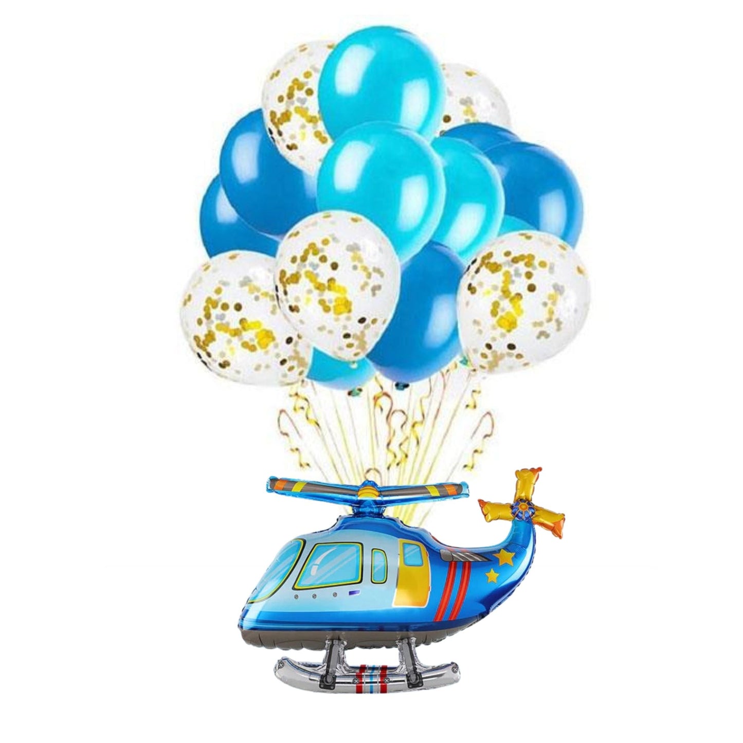 Blue Dream Cool Helicopter Birthday Balloon Bundle