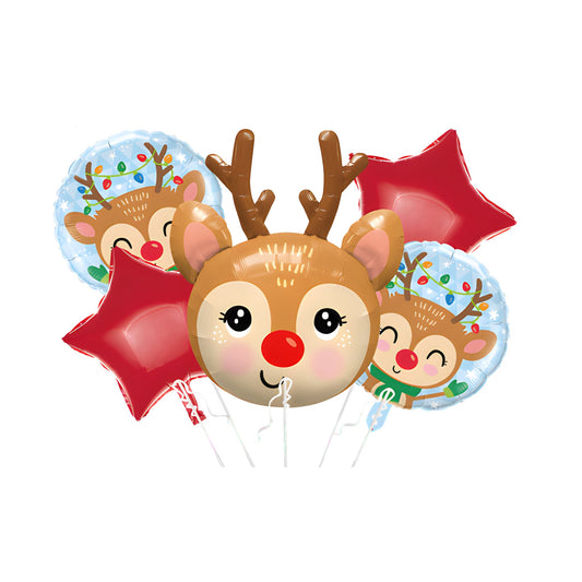 Christmas Cute Little Reindeer Helium Red Winter Balloon Bouquet