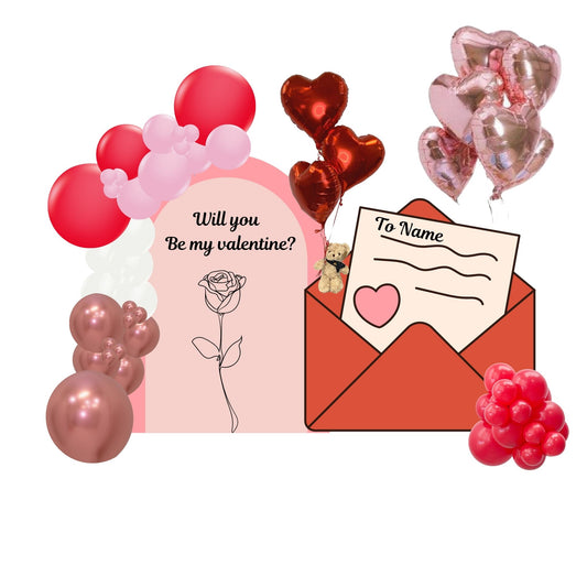 Be My Valentine Love Letter Balloon Custom Duo Backdrop Panel Sets