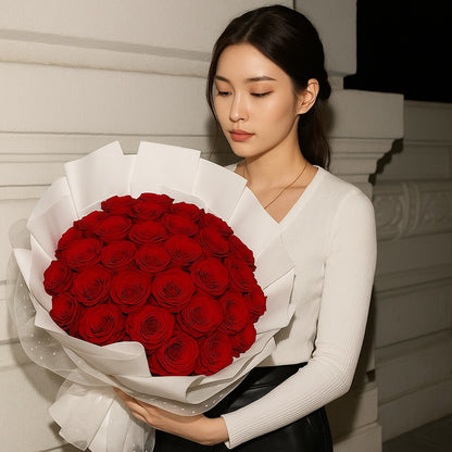 Luxury Red Roses Flower Bouquet (33/66/99 Roses)